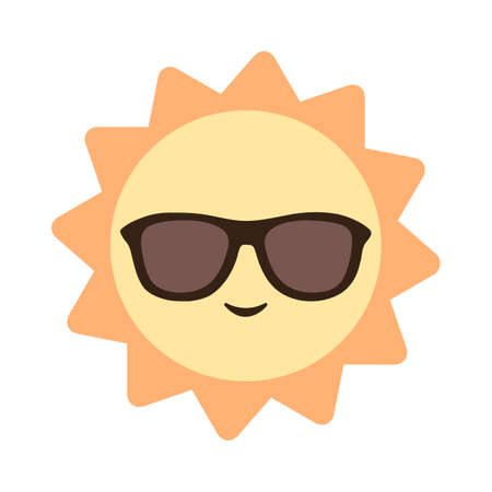 Cute cartoon sun with sunglasses. Vector illustrationのイラスト素材