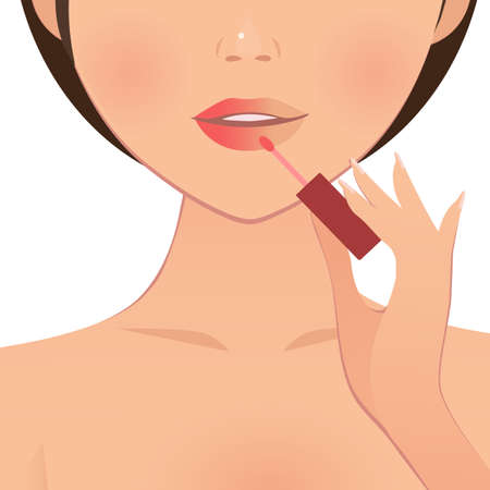Girl with lipstick. Vector illustration. Posterのイラスト素材