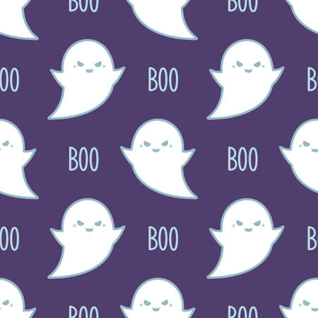 Spooky ghost. Halloween vector seamless patternのイラスト素材