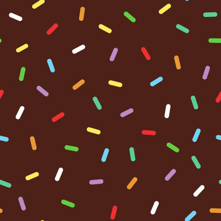 Chocolate glaze with rainbow sprinkles. Seamless vector patternのイラスト素材