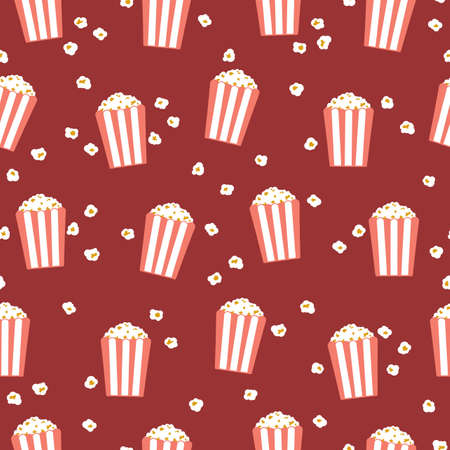 Popcorn. Seamless vector pattern in flat styleのイラスト素材