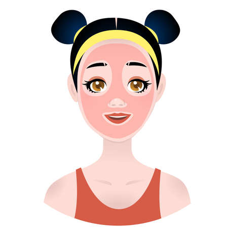 Girl applying beauty mask. Vector illustrationのイラスト素材