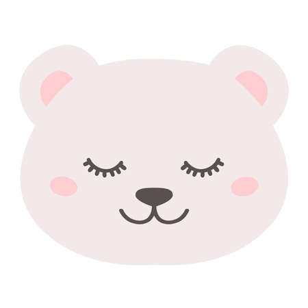 Sleepy white bear with cute face. Vector illustrationのイラスト素材