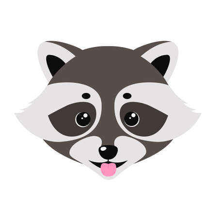 Cute raccoon showing tongue. Vector illustration isolated on white backgroundのイラスト素材