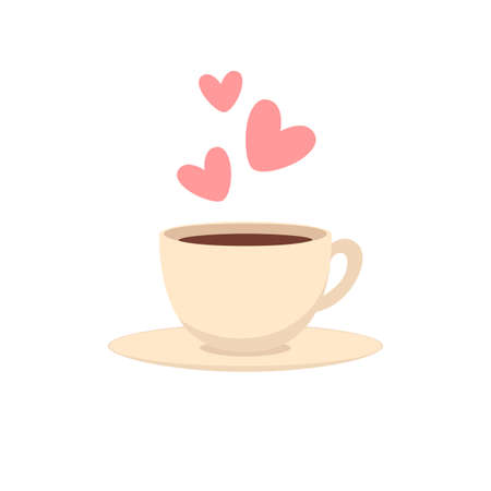 Cup of hot drink made with love. Vector illustrationのイラスト素材