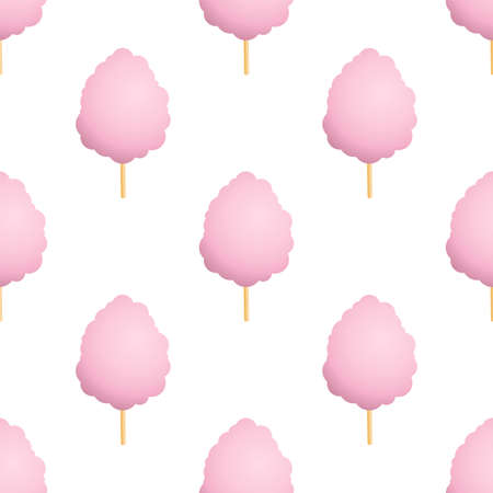 Cotton candy. Seamless vector pattern isolated on white backgroundのイラスト素材