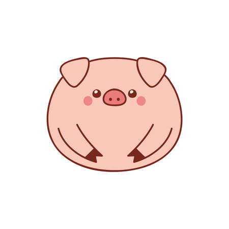 Cute fat pig. Cartoon vector illustrationのイラスト素材