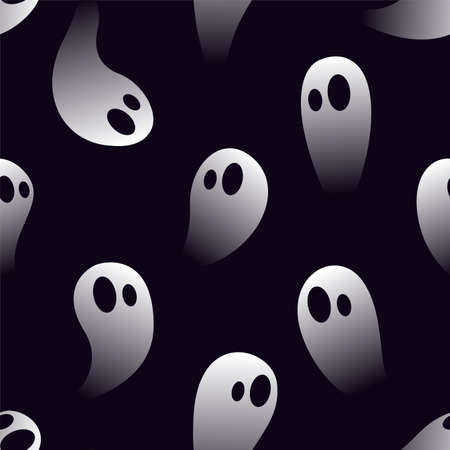 Little spooky ghosts. Seamless Halloween Pattern
