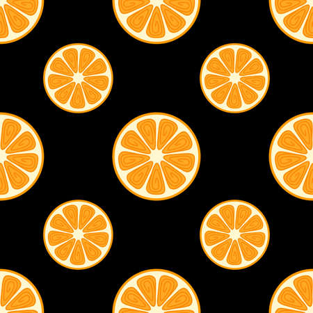 Abstract orange. Seamless vector pattern on black backgroundのイラスト素材