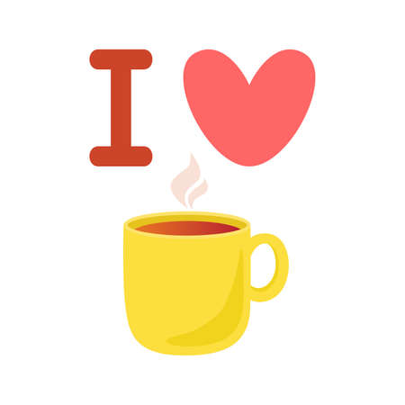 I love tea. Cute cartoon isolated vector illustrationのイラスト素材