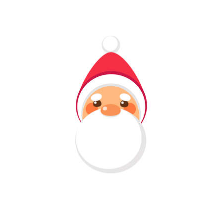 Cute Santa Claus icon. Cartoon vector illustration in flat style isolated on white backgroundのイラスト素材