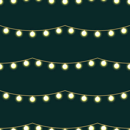 Seamless pattern with garland. Light bulbs. Vector illustrationのイラスト素材