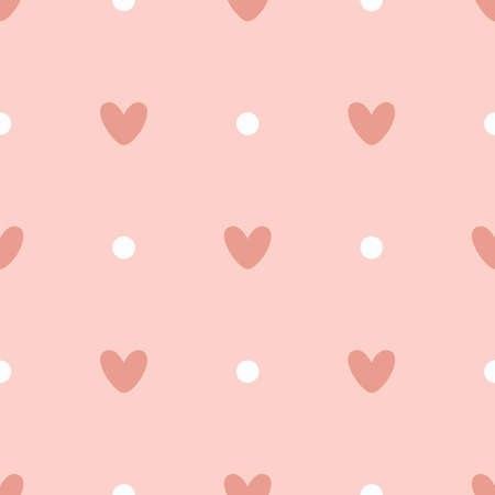 Simple pattern with hearts and dots. Seamless vector illustrationのイラスト素材