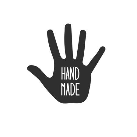 Hand made with hand silhouette on whiteのイラスト素材