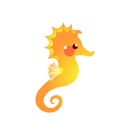 Cute little Seahorse. Vector illustration isolated on white backgroundのイラスト素材