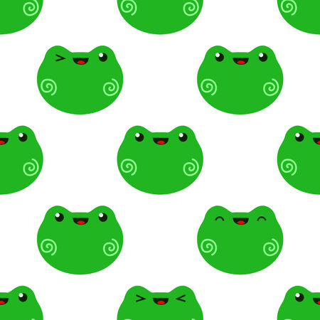 cartoon frog. cute seamless patternのイラスト素材