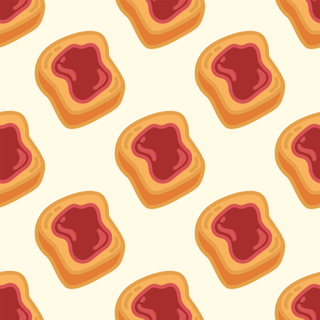 Cartoon bread with jam vector seamless patternのイラスト素材