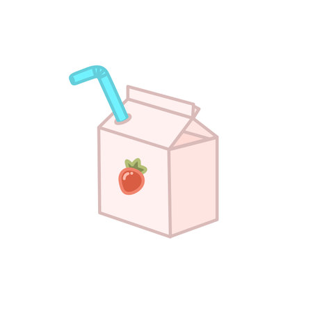 Cute strawberry milk box cartoon vector illustrationのイラスト素材