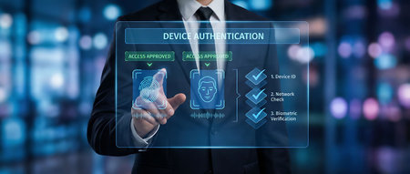 Man touching a digital transformation concept on a touch screen with his fingersの素材