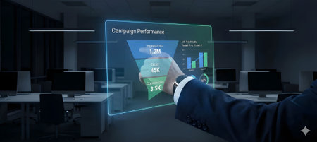 Businessman analyzing investment charts with hologram screen in office 3D renderingの素材