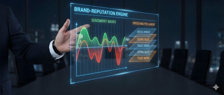 Businessman touching a financial report concept on a touch screen with his fingersの素材