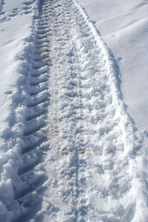 a track on snow as backgorundの写真素材