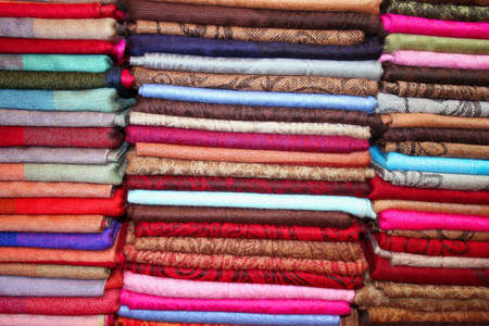 scarfs at market as backgroundの写真素材