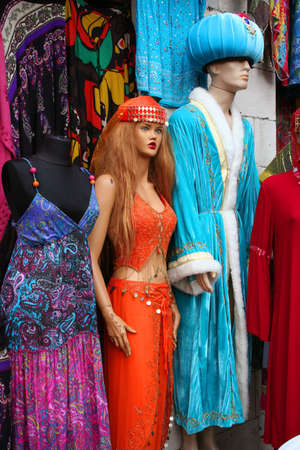 caftans and costumes at a touristic bazaar in istanbul, turkiyeの写真素材