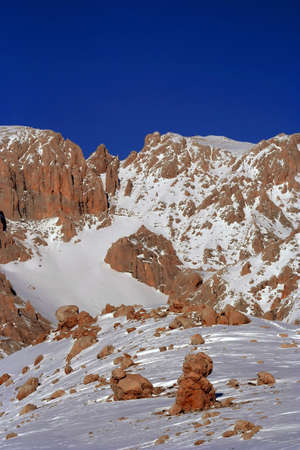 Rocky mountain and blue clear skyの写真素材