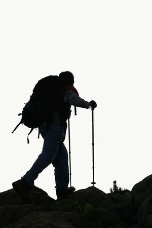 silhouette of a mountaineerの写真素材