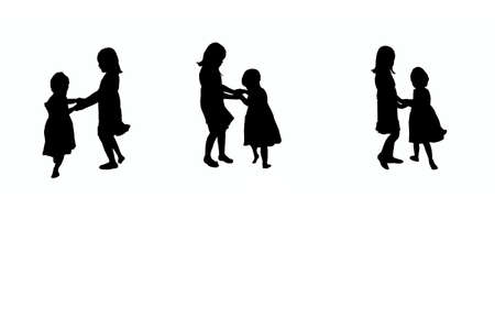 playing children silhouetteの写真素材