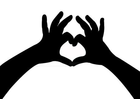 hands silhouettes with hearts のイラスト素材