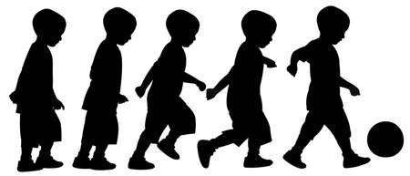 kicking the ball, standing, decide to kick and kick the ball のイラスト素材