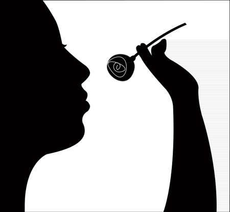 beauty girl silhouette with rose のイラスト素材