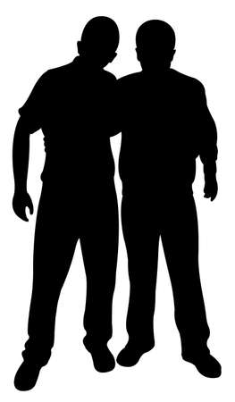two friends silhouetteのイラスト素材