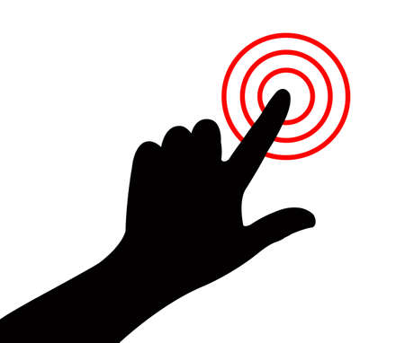 hand pressing alarm button, vector のイラスト素材