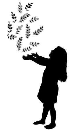 open up her hand,child silhouette のイラスト素材