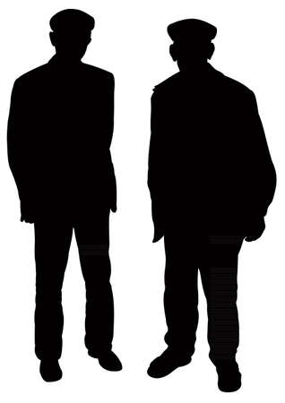 two old men silhouette vectorのイラスト素材