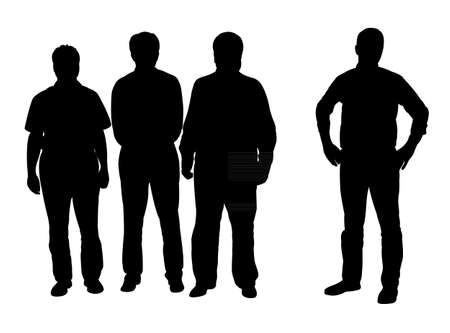 silhouettes of business people, standing in line のイラスト素材