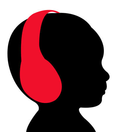 baby head silhouette, vector, listening musicのイラスト素材