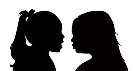 talking sisters, silhouette vectorのイラスト素材