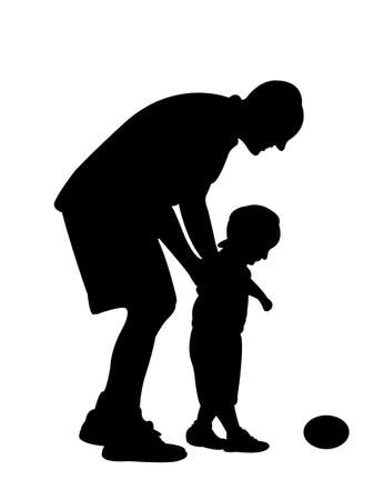 playing with ball, silhouette vectorのイラスト素材