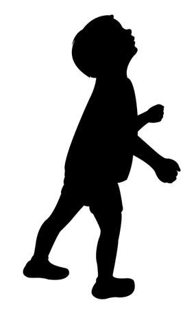 a child head looking up, silhouette vectorのイラスト素材