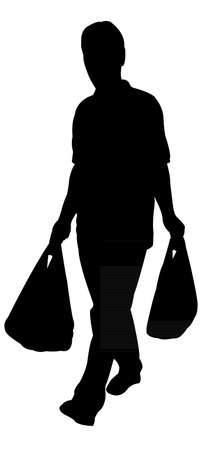 man carrying bags, shopping, silhouette vectorのイラスト素材