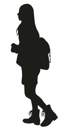 student going to school, silhouette vectorのイラスト素材