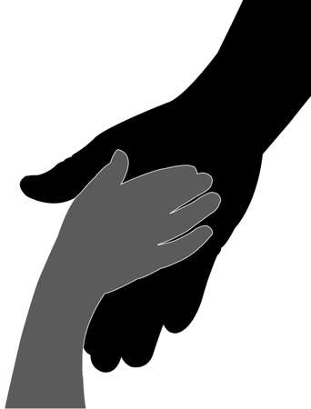 Hand in hand silhouette vectorのイラスト素材