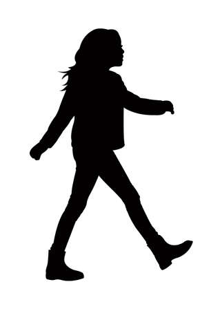 Walking girl silhouetteのイラスト素材