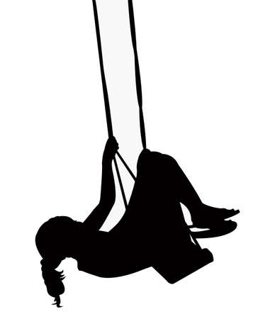 child swinging, silhouette vectorのイラスト素材
