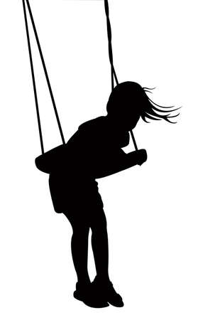 child swinging, silhouette vectorのイラスト素材