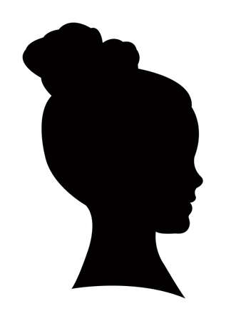 a girl head silhouetteのイラスト素材
